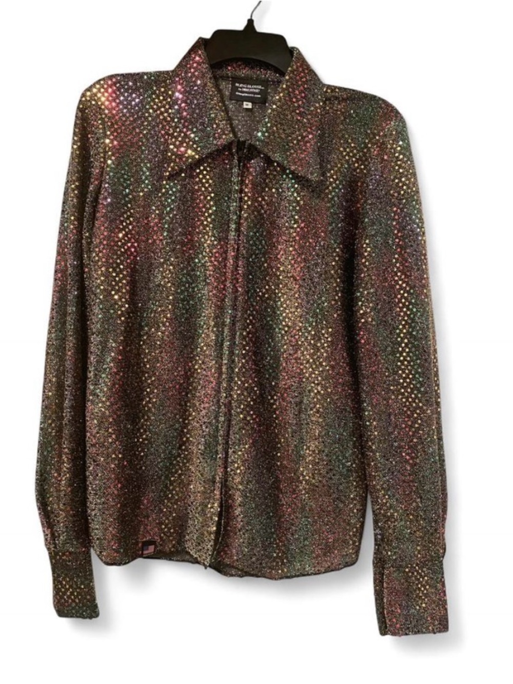 Black Sequin Jacket with Multicolor Dot Embellishments